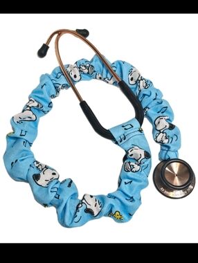 Handmade Light Blue Peanuts  Snoopy  Stethoscope Sleeve: Washable Cotton Cover